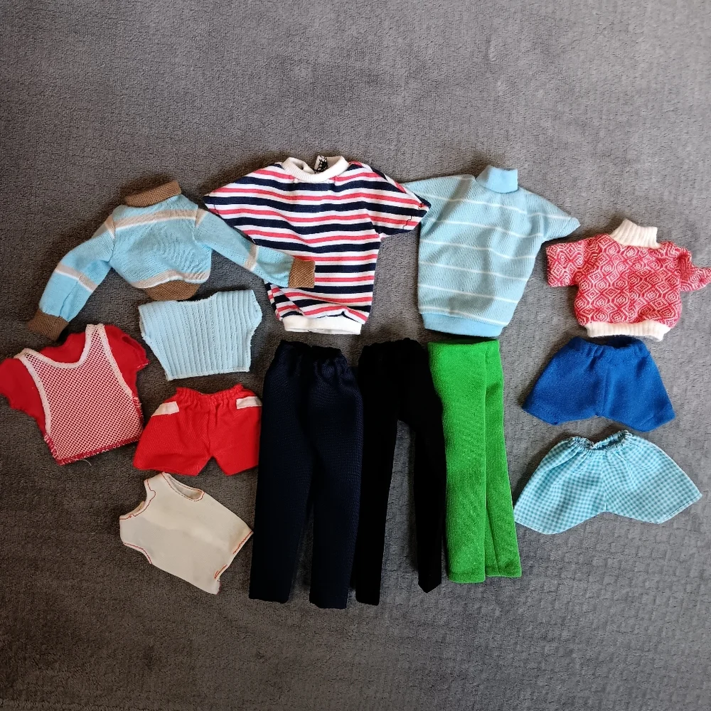 Barbie 1970s Vintage Clothing Lot, Retro 70s Doll Bundle, Pants Tops Mod